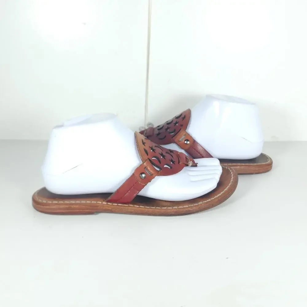 Freebird by Steven Women's Vallarta US8 Red Leather Moon Stars Thong Sandals